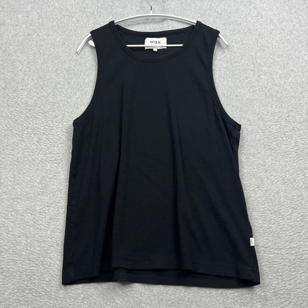 Wax London Montague Vest Mens XL Black Ribbed Cotton Sleeveless Tank Top Stretch